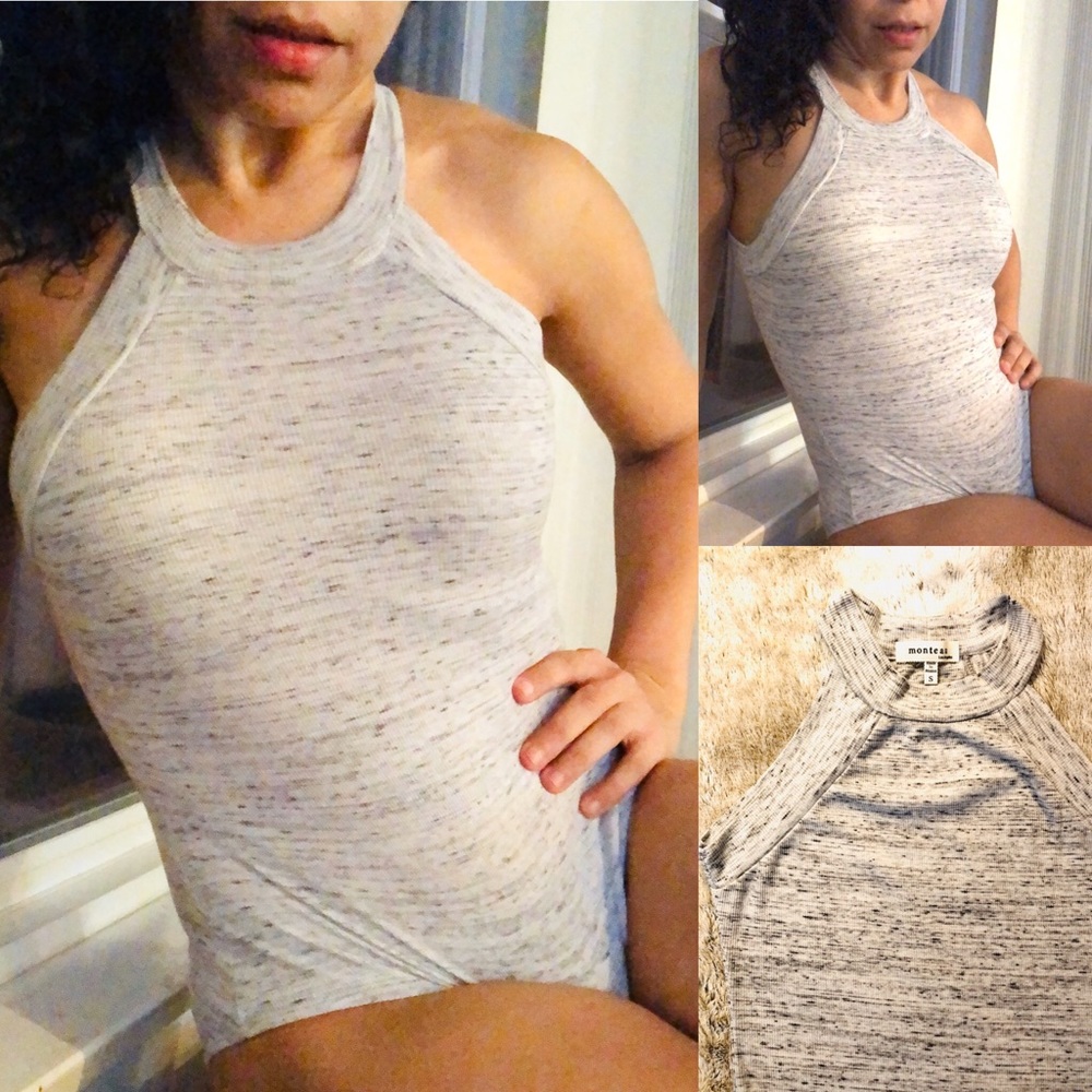 Monteau Sleeveless Mock Neck Bodysuit Small